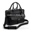 Black genuine leather messenger bag